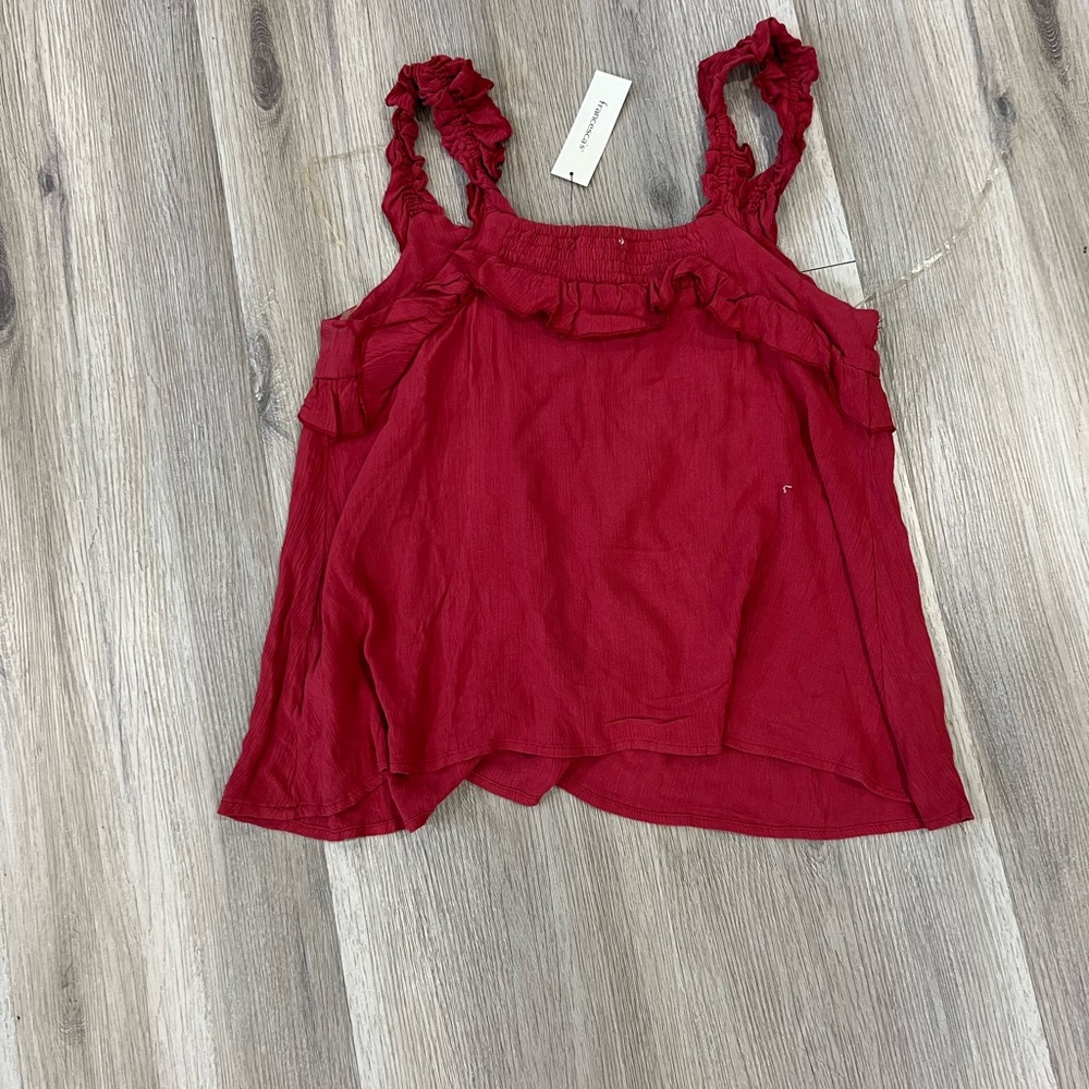 Ruffle Strap Red Camisole Tank Top